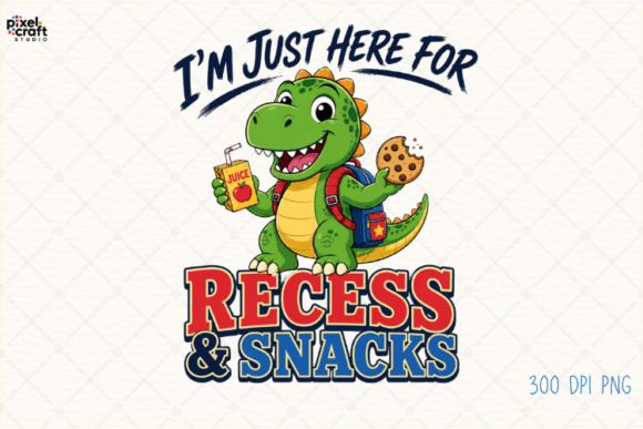 Cute Recess & Snacks Dino Shirt PNG: A Back-to-School Delight